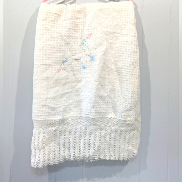 Vintage Waffle Knit Baby‎ Blanket Delicate Soft Ligtweight - Picture 10 of 10